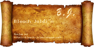 Blesch Jolán névjegykártya